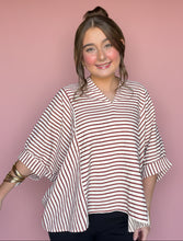 Load image into Gallery viewer, rust stripe oversized blouse
