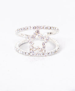 crystal star cuff ring