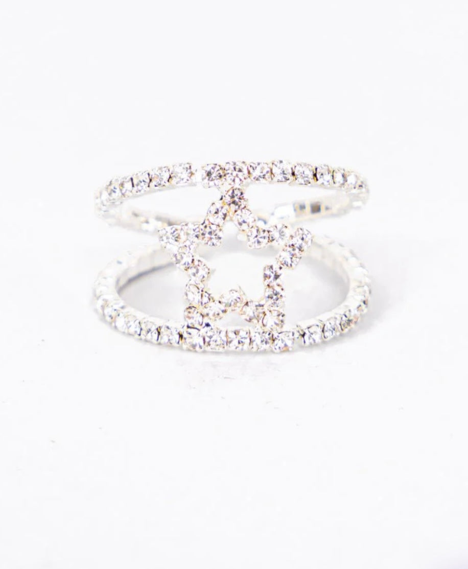 crystal star cuff ring