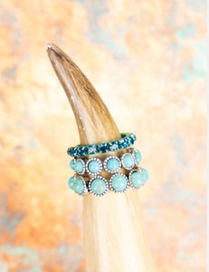western ring set, turquoise + silver