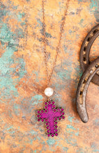 Load image into Gallery viewer, pink cross necklace
