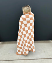Load image into Gallery viewer, cloud print blanket, tan checkered
