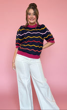 Load image into Gallery viewer, navy wave pointelle knit
