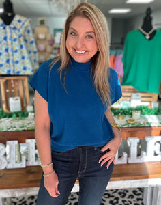 dolman sleeve spring sweater, classic blue