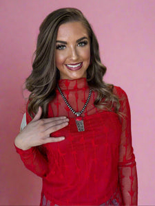 lariat lace, red