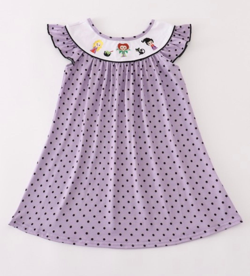 girls' dotted hocus pocus dress