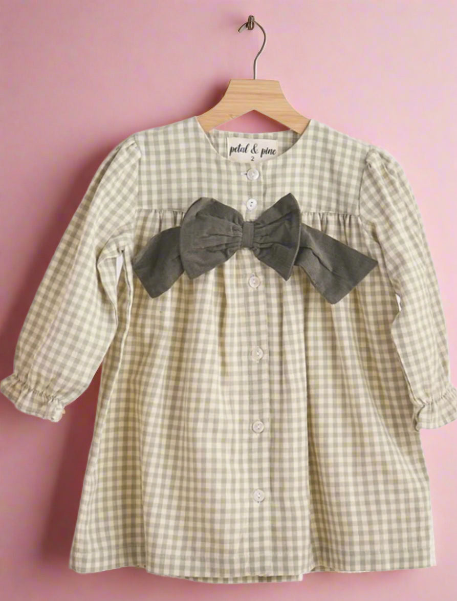 girls' green gingham dress