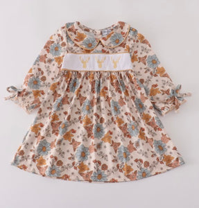 girls' deer embroidery dress