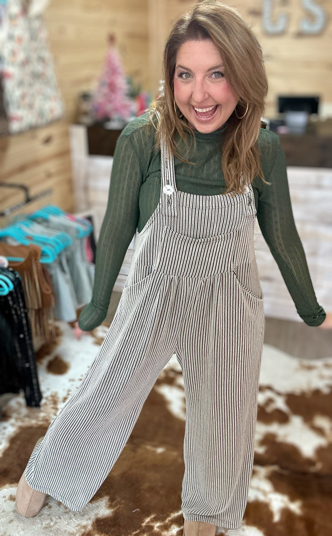 winter karli boho overalls, two-tone olive | blakeley