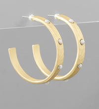 Load image into Gallery viewer, studded hoops, white
