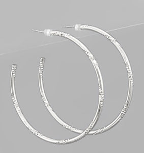 textured hoops, silver