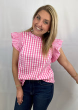 Load image into Gallery viewer, pink gingham ruffle sleeve
