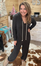 Load image into Gallery viewer, ribbed hayden hoodie jumpsuit, charcoal | blakeley
