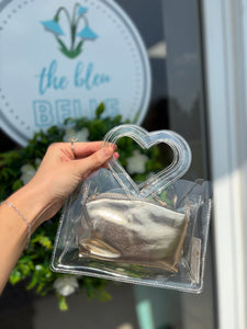 heart shaped handle clear stadium bag