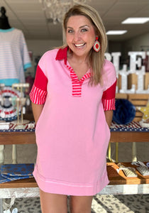 casual chic collared dress, pink