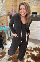 Load image into Gallery viewer, ribbed hayden hoodie jumpsuit, charcoal | blakeley
