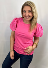 Load image into Gallery viewer, pearl puff sleeve top, pink
