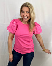 Load image into Gallery viewer, pearl puff sleeve top, pink
