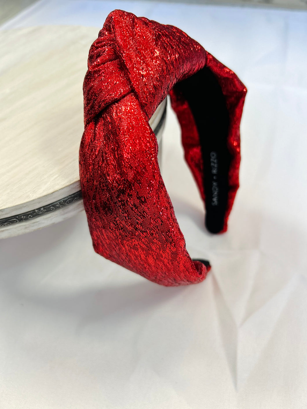 red shimmer headband | sandy + rizzo