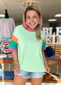 oversized colorblock tee, green