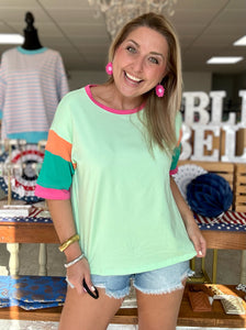 oversized colorblock tee, green