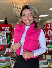 Load image into Gallery viewer, feel the chill puffer vest, fuchsia
