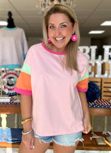 Load image into Gallery viewer, oversized colorblock tee, pink
