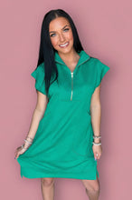 Load image into Gallery viewer, textured jacquard quarter zip dress, kelly green
