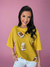 Load image into Gallery viewer, gold sequin football tee
