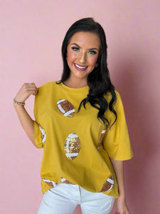 gold sequin football tee