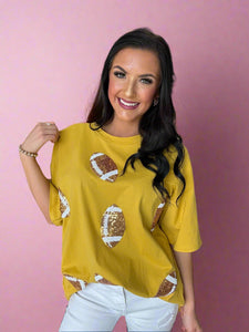 gold sequin football tee