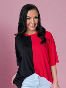 gameday colorblock tee, red + black