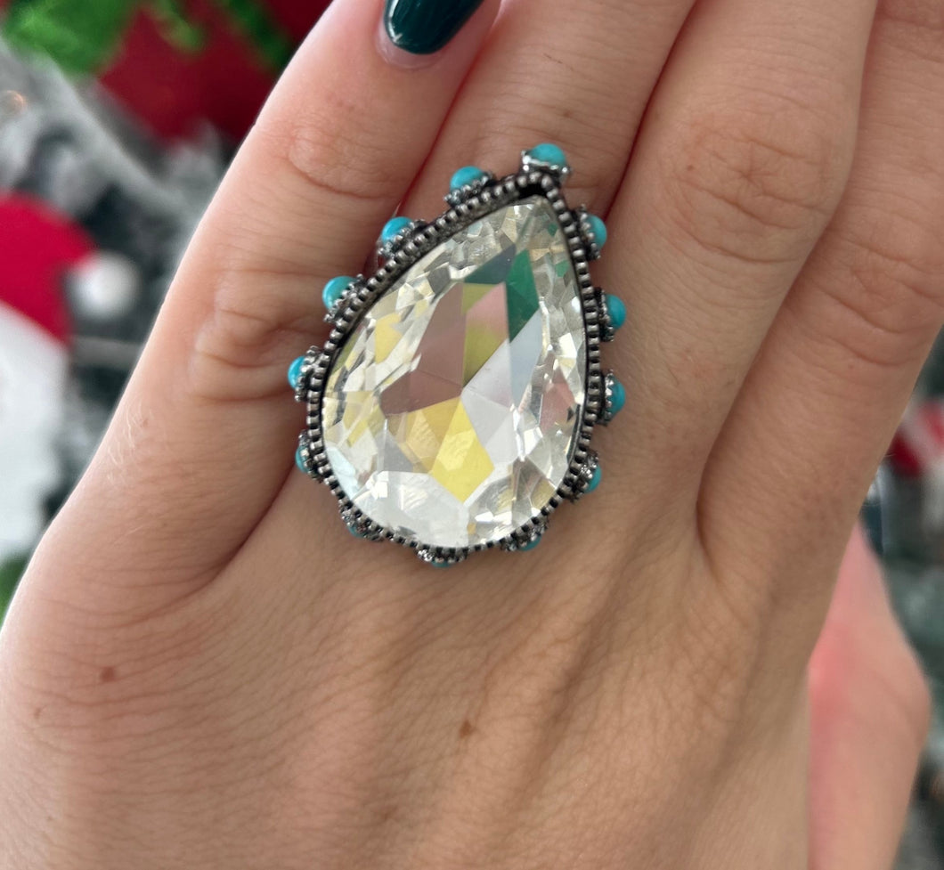 crystal stone cuff ring