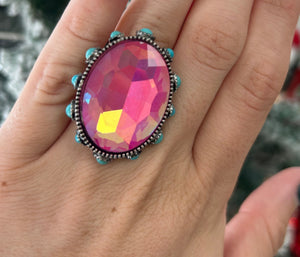 pink stone cuff ring