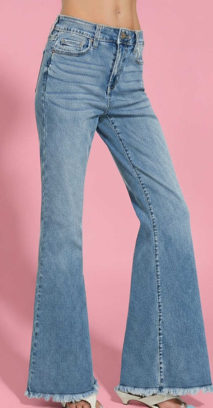 high rise bell bottom jeans | zenana