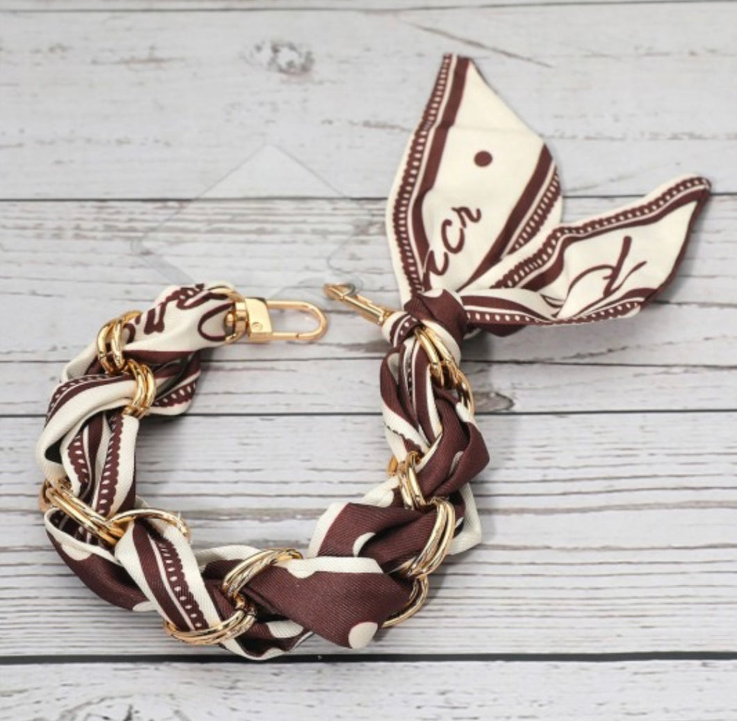 scarf chain phone bracelet, brown