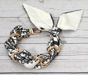 scarf chain phone bracelet, black + white