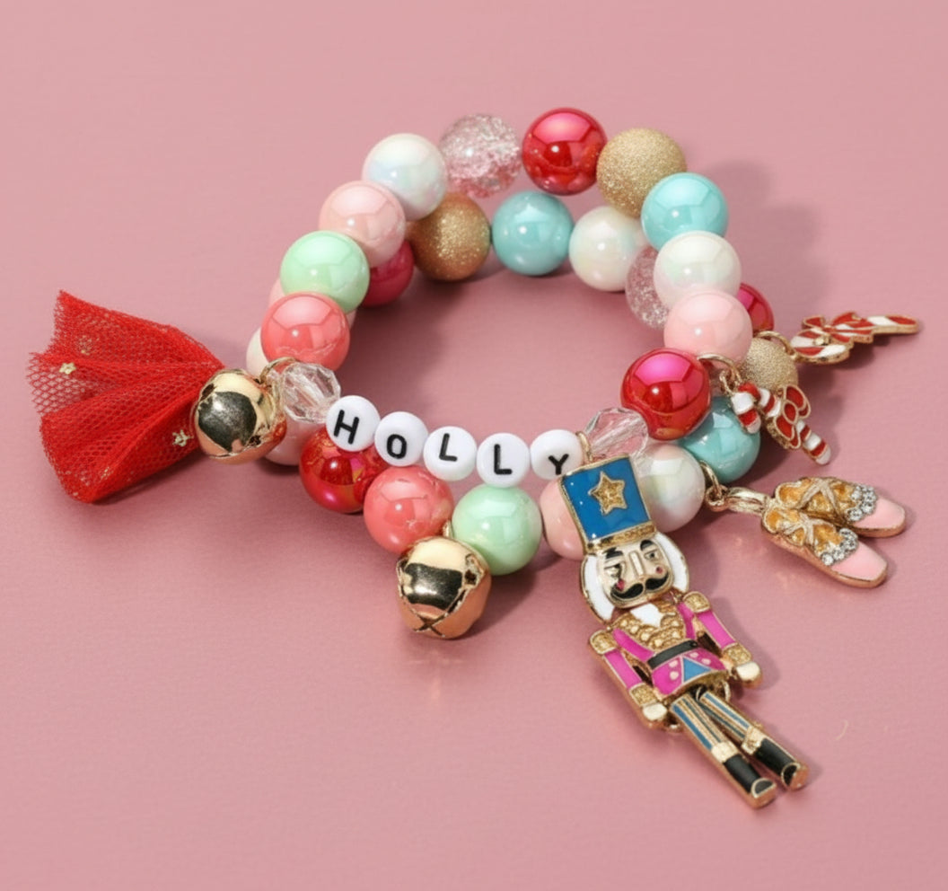 holly nutcracker bracelet set