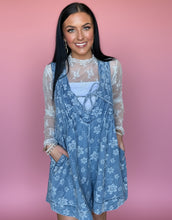 Load image into Gallery viewer, pleated v-neck romper, embossed floral
