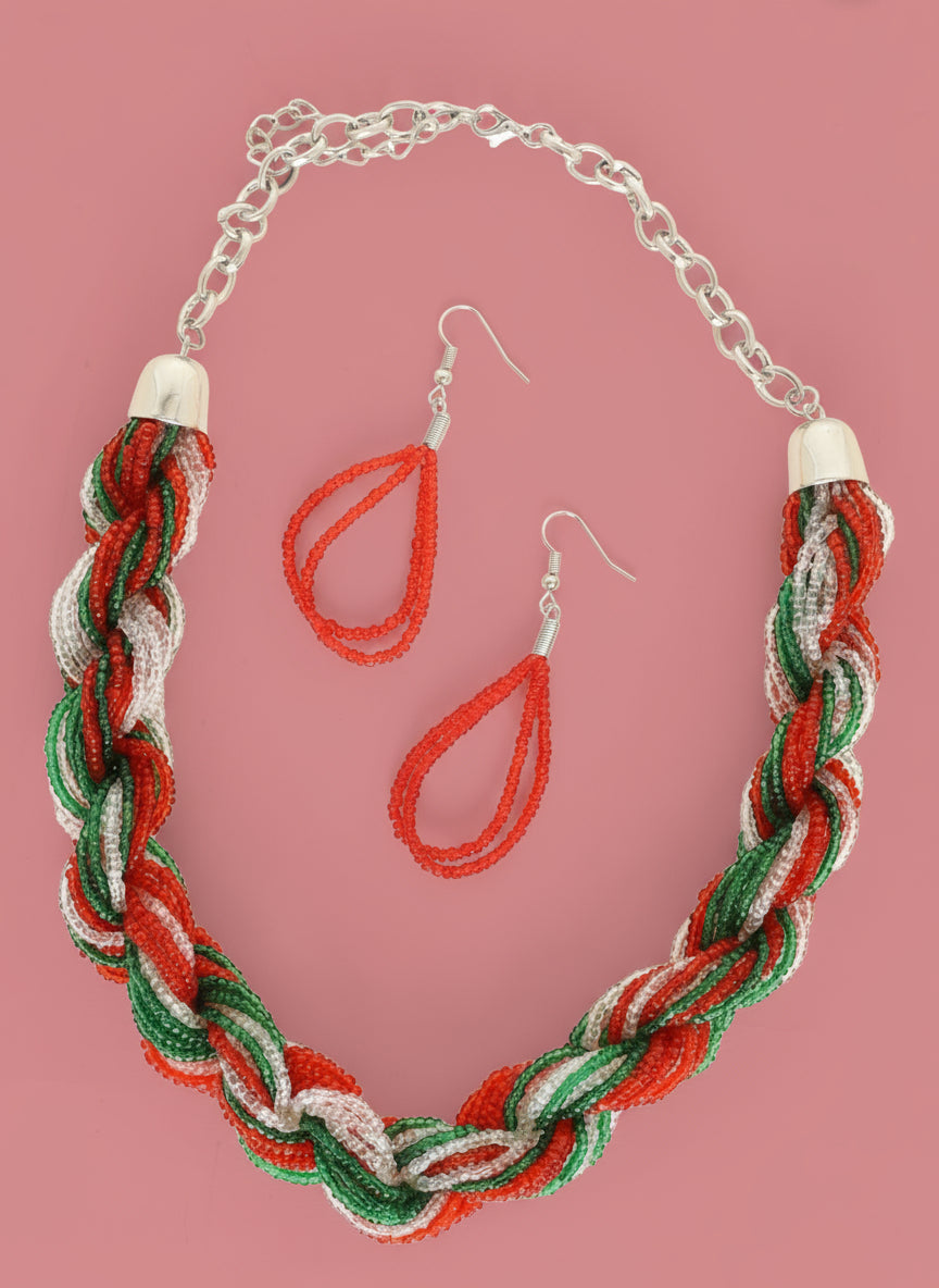 braided Christmas necklace set