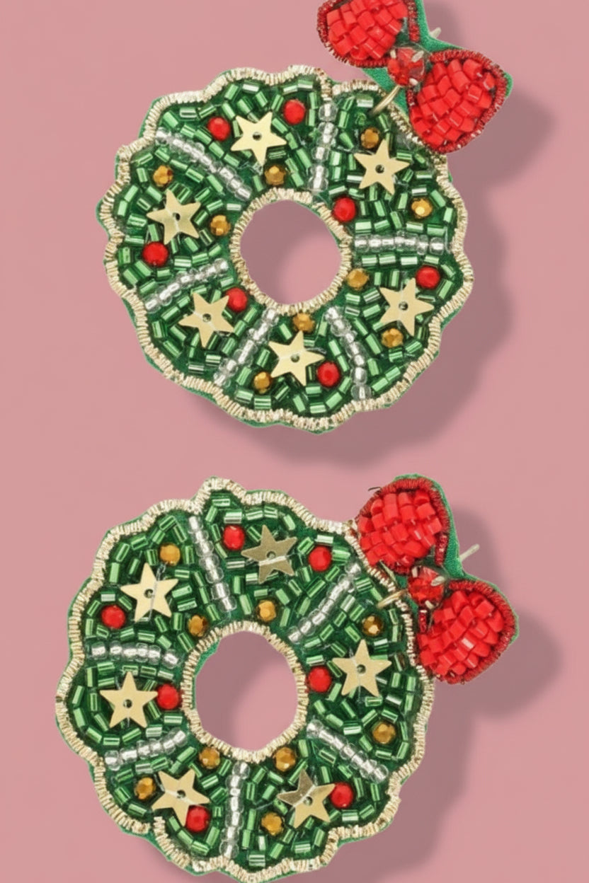 Christmas wreath seed beads