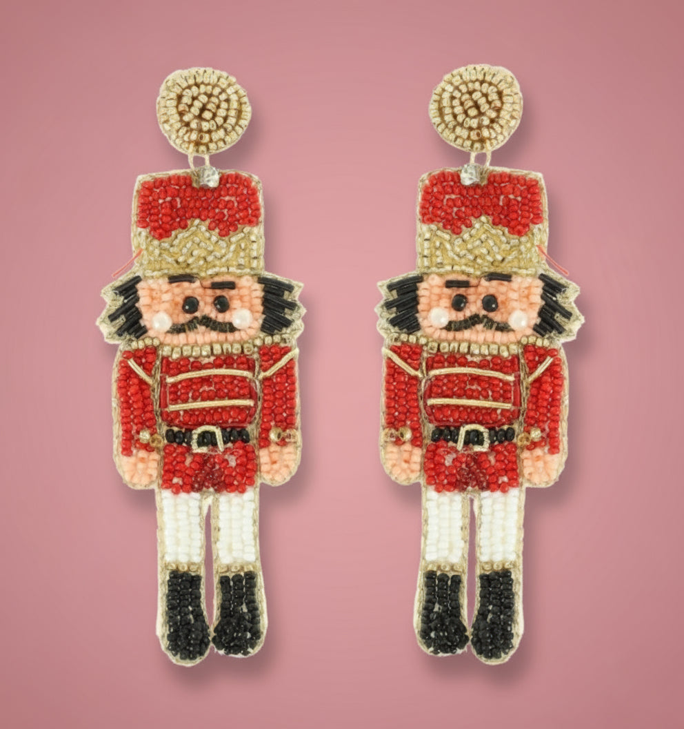 red nutcracker seed beads