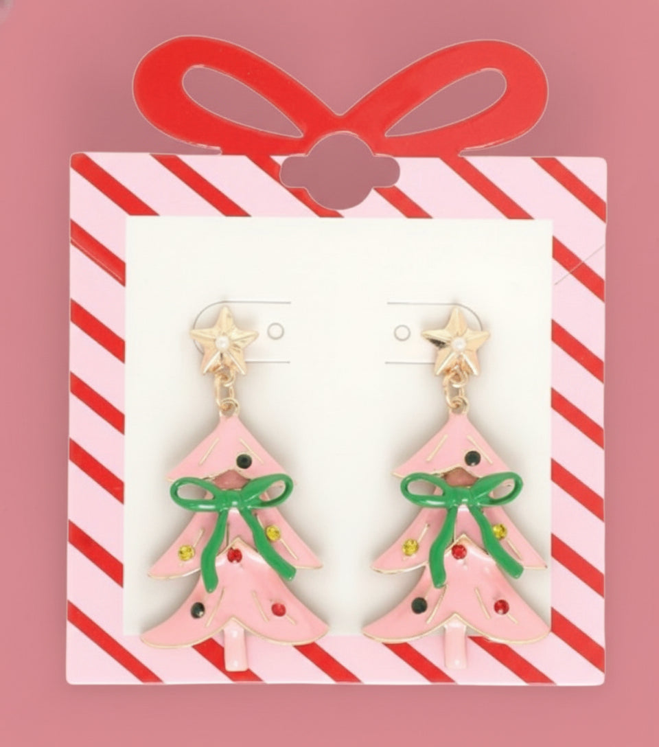 pink tree + bow dangles