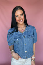 Load image into Gallery viewer, rodeo sweetheart puff denim jacket
