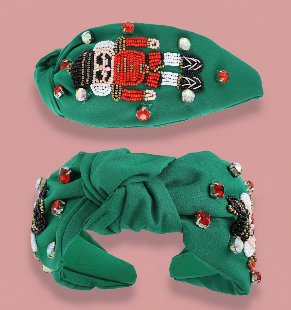 nutcracker jeweled headband, green