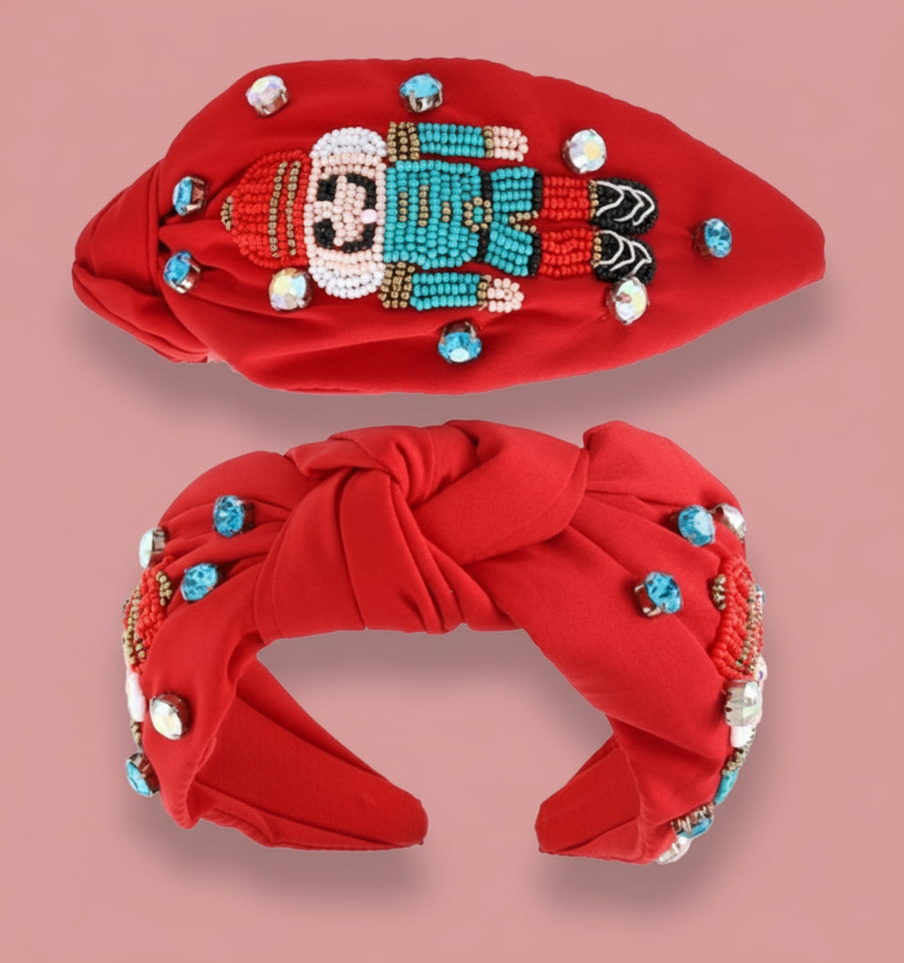 nutcracker jeweled headband, red