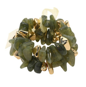 chunky marbled bracelet set, green