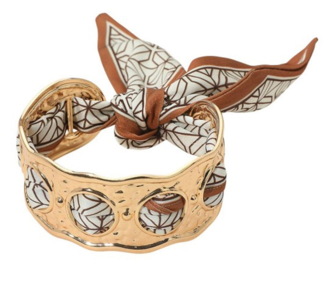 scarf bracelet, brown print