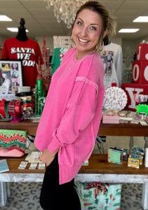 classic crew pullover, pink | blakeley
