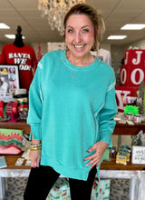 Load image into Gallery viewer, classic crew pullover, aqua | blakeley
